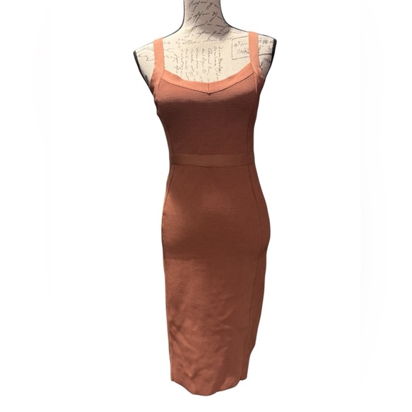 BARDOT Katy Bodycon Chestnut Brown Knit Dress Size 8 Medium - Picture 1 of 11